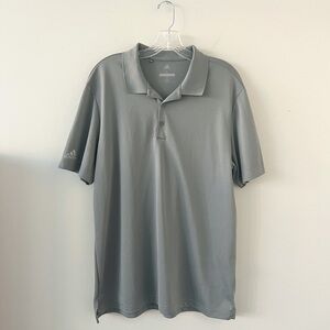 Adidas Light Grey Mens Golf Polo Shirt Size Large Sporty Preppy